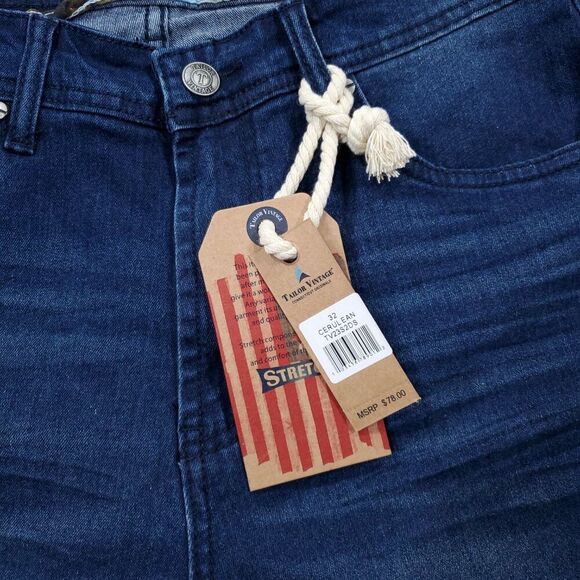 Tailor Vintage Greenwich Slim Fit Jean Shorts Stretch Smart Denim Blue Size 32 - Picture 5 of 9